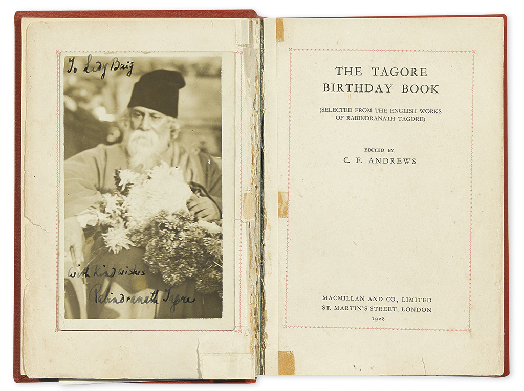 (ALBUM--SOUTH ASIA.) The Tagore Birthday Book. Ed. C.F. Andrews. Signed, or Signed and Inscribed, by over 80 mostly South Asian or Brit